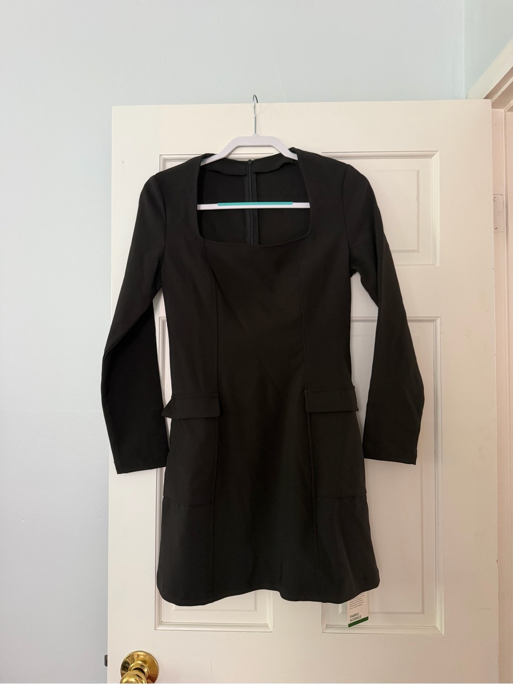 HALARA Black Long-Sleeve Square-Neck Mini Dress